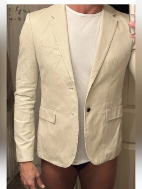 Shipley & Halmos Ivory Cotton Blazer Sport Coat Men’s 40 Tailored 2 Button